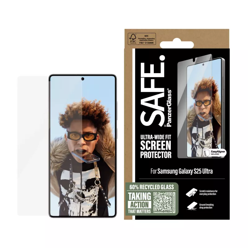 PanzerGlass SAFE. by ® screenprotector Samsung Galaxy S25 Ultra | Ultra-Wide Fit met EasyAligner