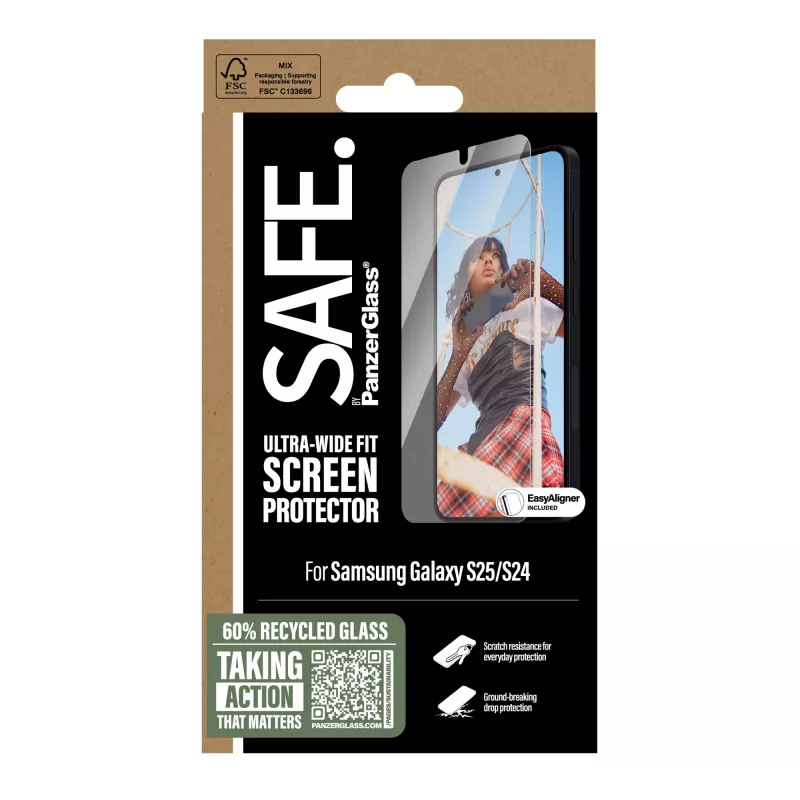 PanzerGlass SAFE. by ® screenprotector Samsung Galaxy S25 | S24 | Ultra-Wide Fit met EasyAligner