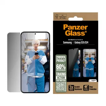 PanzerGlass® privacy screenprotector Samsung Galaxy S25 | S24 | Ultra-Wide Fit