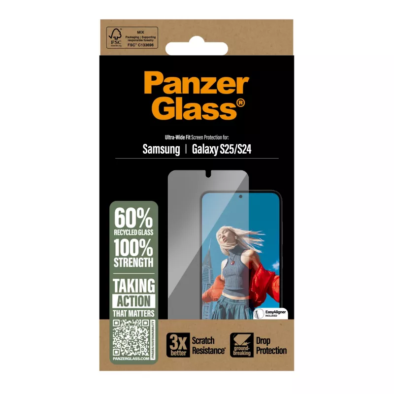 PanzerGlass ® screenprotector Samsung Galaxy S25 | S24 | Ultra-Wide Fit