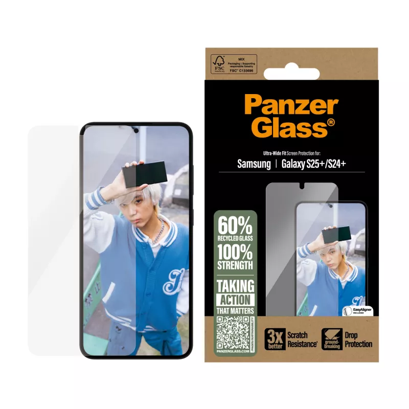 PanzerGlass® screenprotector voor Samsung Galaxy S25+ | S24+ | Ultra-Wide Fit