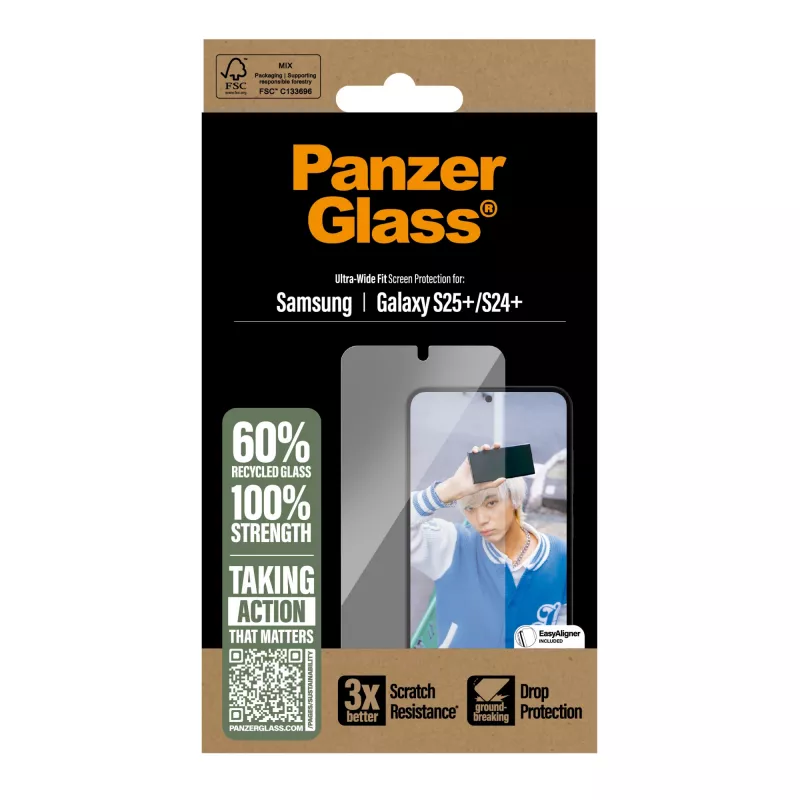 PanzerGlass® screenprotector voor Samsung Galaxy S25+ | S24+ | Ultra-Wide Fit