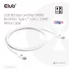 Club3D CAC-1572 USB 80 Gbps-gecertificeerde kabel, USB-C naar USB-C, 240 W PD, 8K240Hz, 1,2 m, wit