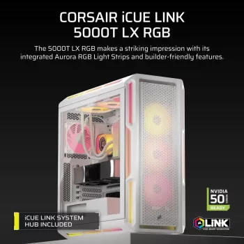 CORSAIR pc-behuizing - 5000T LX RGB midi-tower (tempered Glass) wit