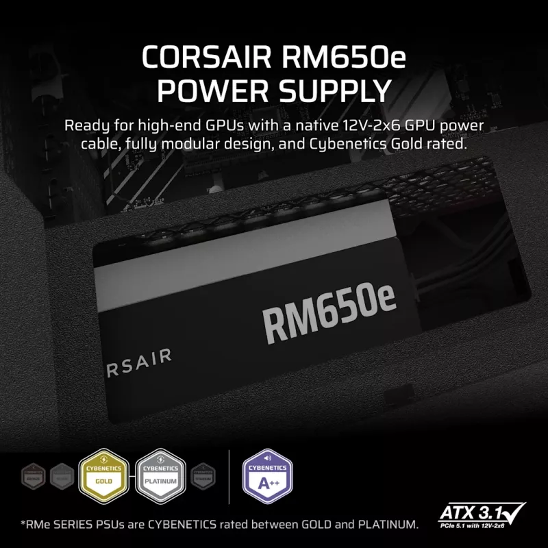 CORSAIR voeding - RMe Serie RM650e volledig modulair, stille ATX 650W