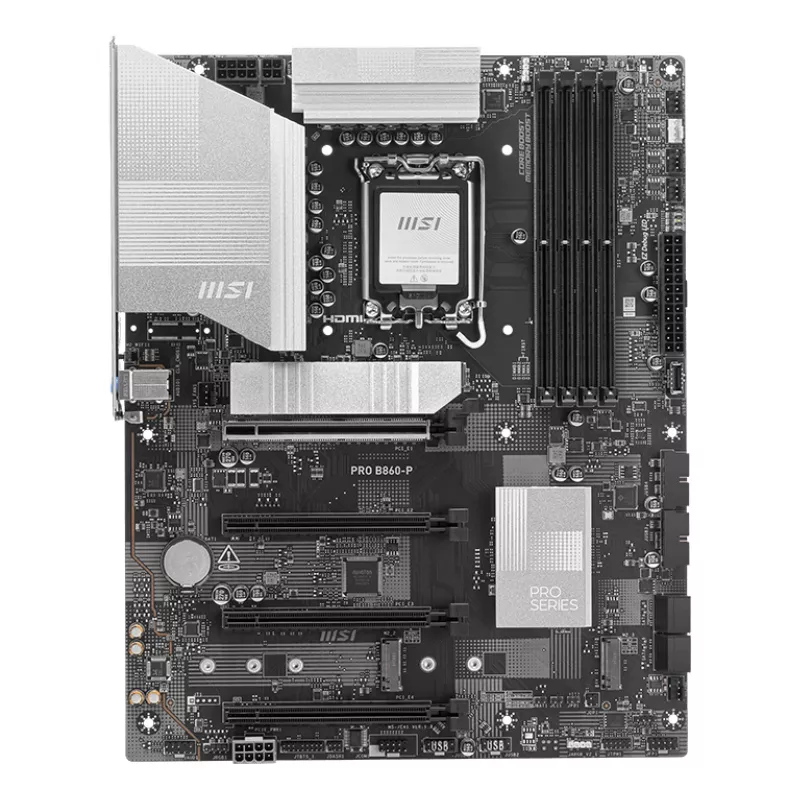 Moederbord MSI PRO B860-P — Intel B860, LGA 1851, ATX, DDR5, 4 DIMM, 3×M.2, 5Gb LAN, HDMI 2.1