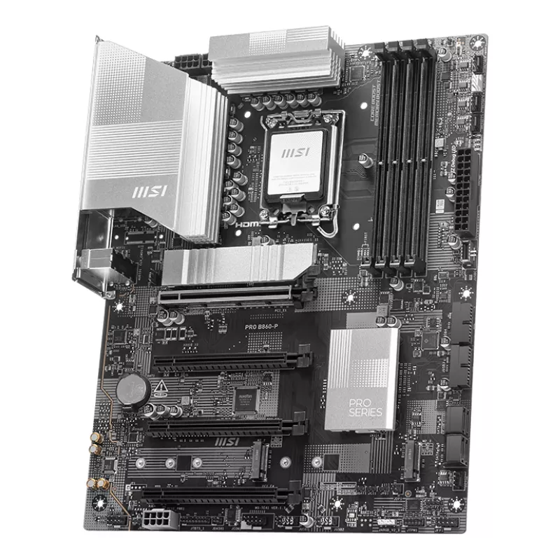 Moederbord MSI PRO B860-P — Intel B860, LGA 1851, ATX, DDR5, 4 DIMM, 3×M.2, 5Gb LAN, HDMI 2.1