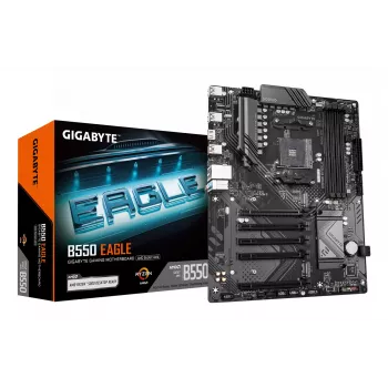 GIGABYTE B550 EAGLE moederbord - AMD Ryzen 5000 G-serie CPU's, 10+3+1 fasen VRM, tot 3200 MHz DDR4, 1xPCIe 4.0 + 1xPCIe 3.0 M.2, 1GbE LAN, USB 3.2 Gen 2