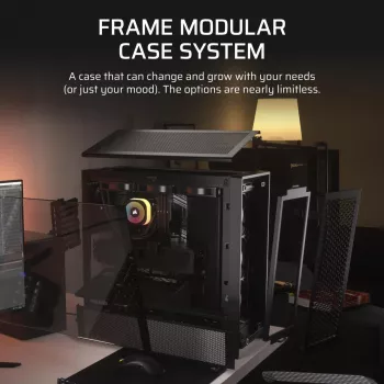 PC-behuizing CORSAIR FRAME 4000D RS midi tower — zwart, EATX-ondersteuning, gehard glas, USB-C, 3x120-mm frontventilatoren