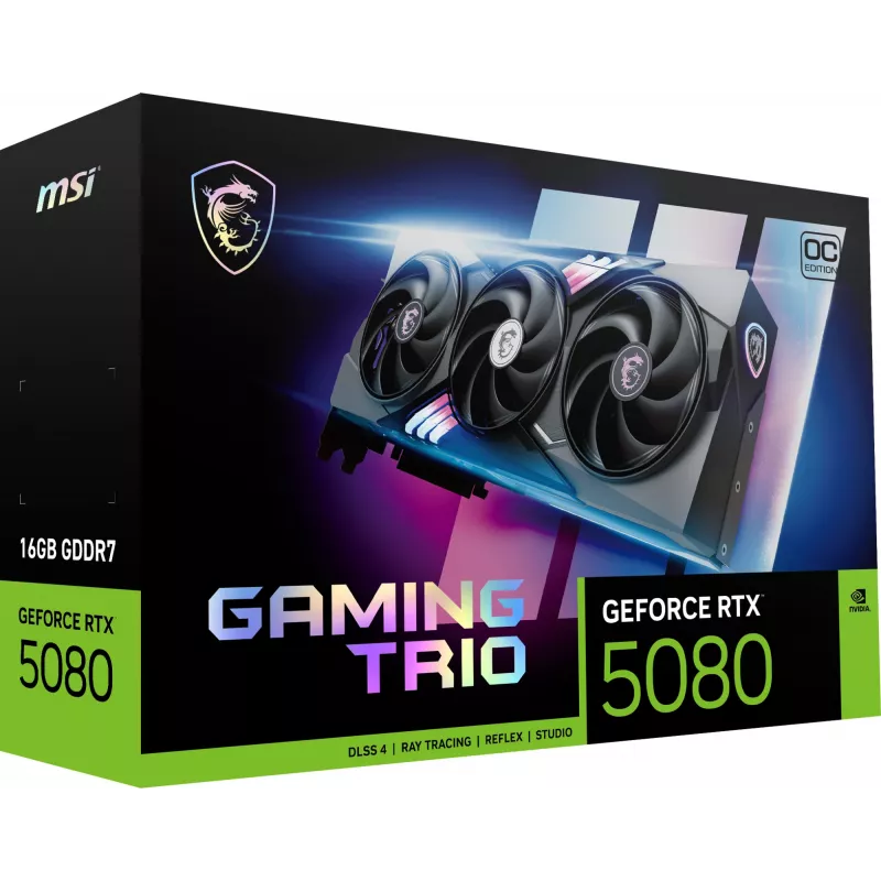 MSI GAMING GEFORCE RTX 5080 16G TRIO OC grafische kaart NVIDIA 16 GB GDDR7