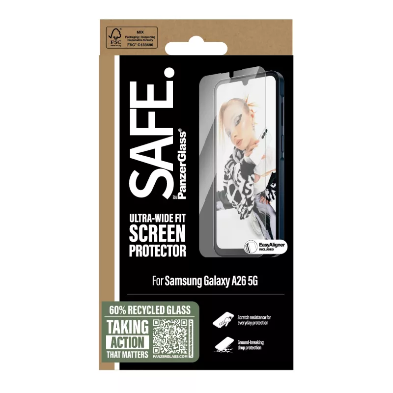 PanzerGlass SAFE. by ® Screen Protector Samsung Galaxy A26 5G | Ultra-Wide Fit met EasyAligner