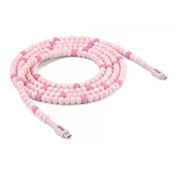 Club 3D CAC-3010 USB-C-naar-USB-C-kralenkabel, 2 m, PD 60 W, 480 Mbps, roze