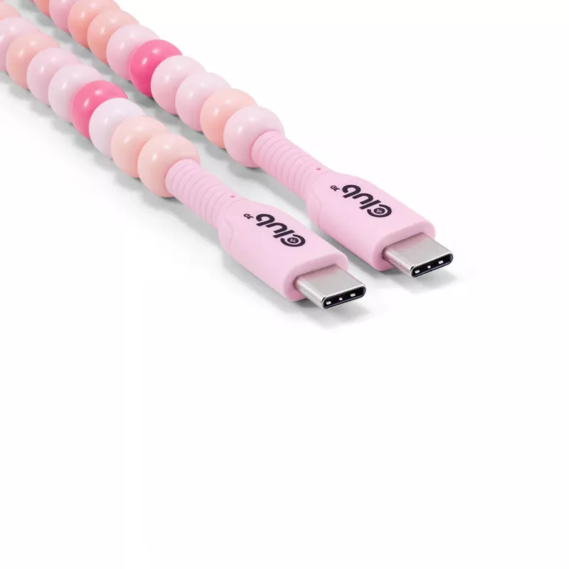 Club 3D CAC-3010 USB-C-naar-USB-C-kralenkabel, 2 m, PD 60 W, 480 Mbps, roze