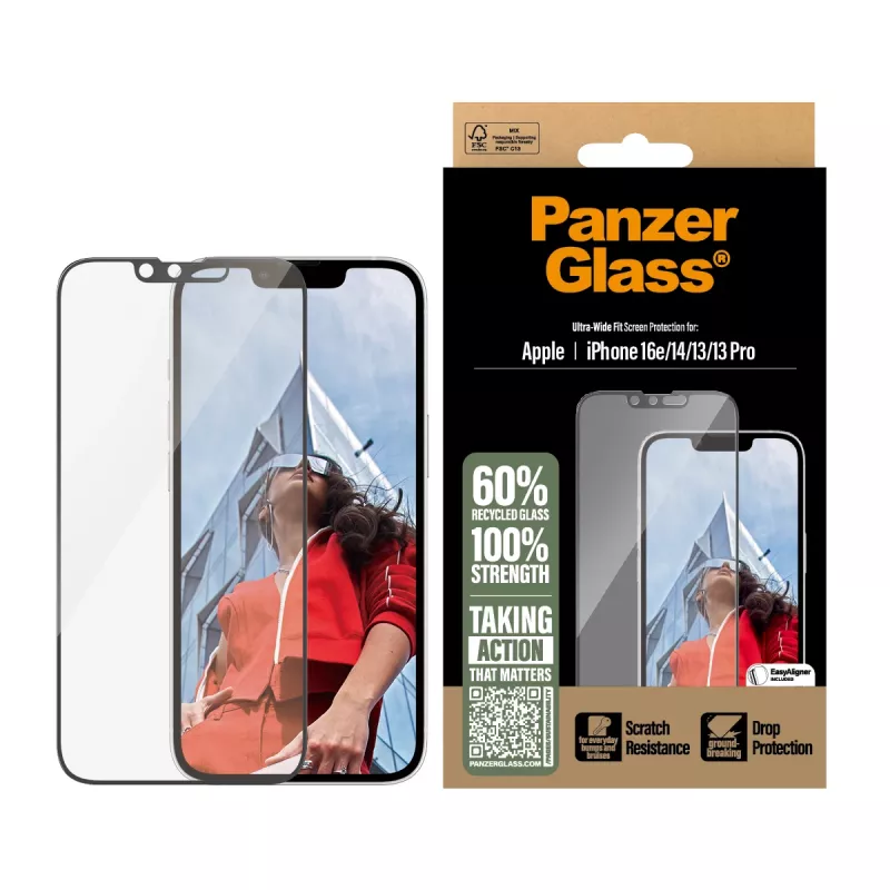 PanzerGlass ® displayschermfolie iPhone 17e | 16e | 14 | 13 | 13 Pro | Ultra-Wide Fit met EasyAligner