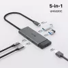 TP-Link UH5020C USB-C-hub, 5 poorten, HDMI 4K@60Hz, 100 W Power Delivery, 1x USB-C, 2x USB-A, 5 Gbps, aluminium, grijs