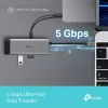 TP-Link UH5020C USB-C-hub, 5 poorten, HDMI 4K@60Hz, 100 W Power Delivery, 1x USB-C, 2x USB-A, 5 Gbps, aluminium, grijs