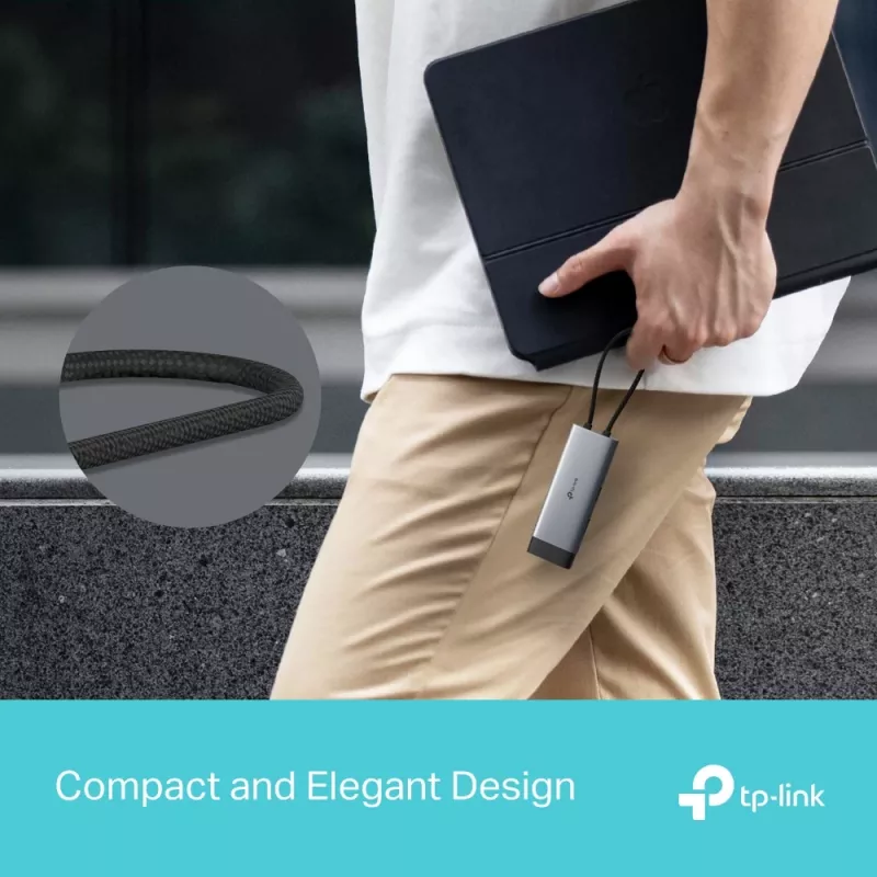 TP-Link UH5020C USB-C-hub, 5 poorten, HDMI 4K@60Hz, 100 W Power Delivery, 1x USB-C, 2x USB-A, 5 Gbps, aluminium, grijs