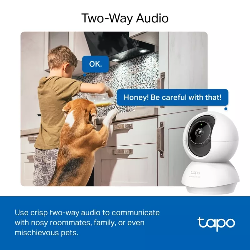 TP-Link Tapo Pan/Tilt AI Home Security Wi-Fi Camera SPEC: 3K 5MP (2880×1620), 2.4 GHz, horizontaal 360º