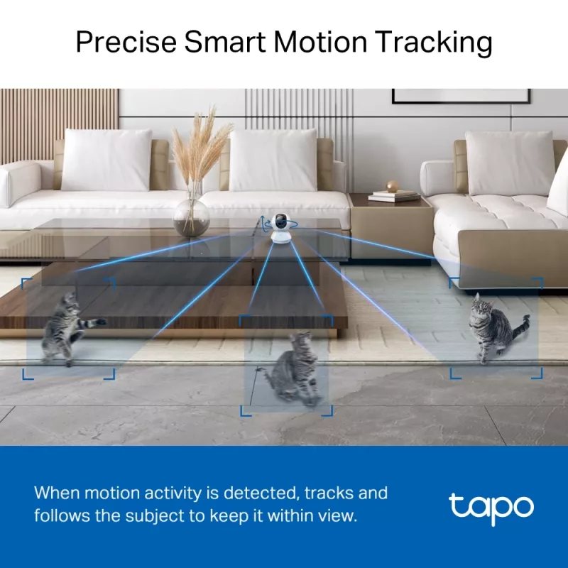 TP-Link Tapo Pan/Tilt AI Home Security Wi-Fi Camera SPEC: 3K 5MP (2880×1620), 2.4 GHz, horizontaal 360º