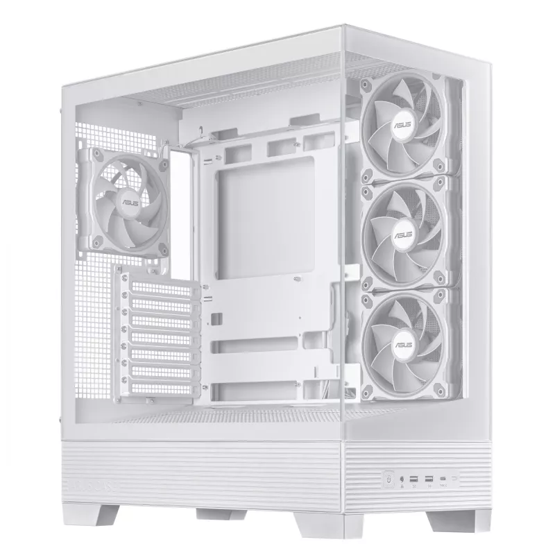 PC-behuizing ASUS A31 Plus TG ARGB WHITE Midi Tower — ATX, Tempered Glass, ARGB, 3x120mm + 1x120mm ventilator, 38 cm GPU, 165 mm CPU-koeler