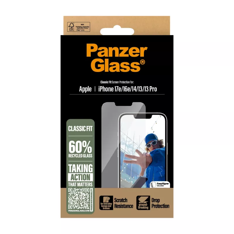 PanzerGlass ® displaybeschermfolie iPhone 17e | 16e | 14 | 13 | 13 Pro | Classic Fit met EasyAligner