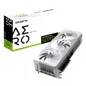Grafische kaart GIGABYTE GeForce RTX 5070 Ti 16GB GDDR7, PCIe 5.0, 8960 CUDA, 30000 MHz, 256-bit, WINDFORCE 3X, wit