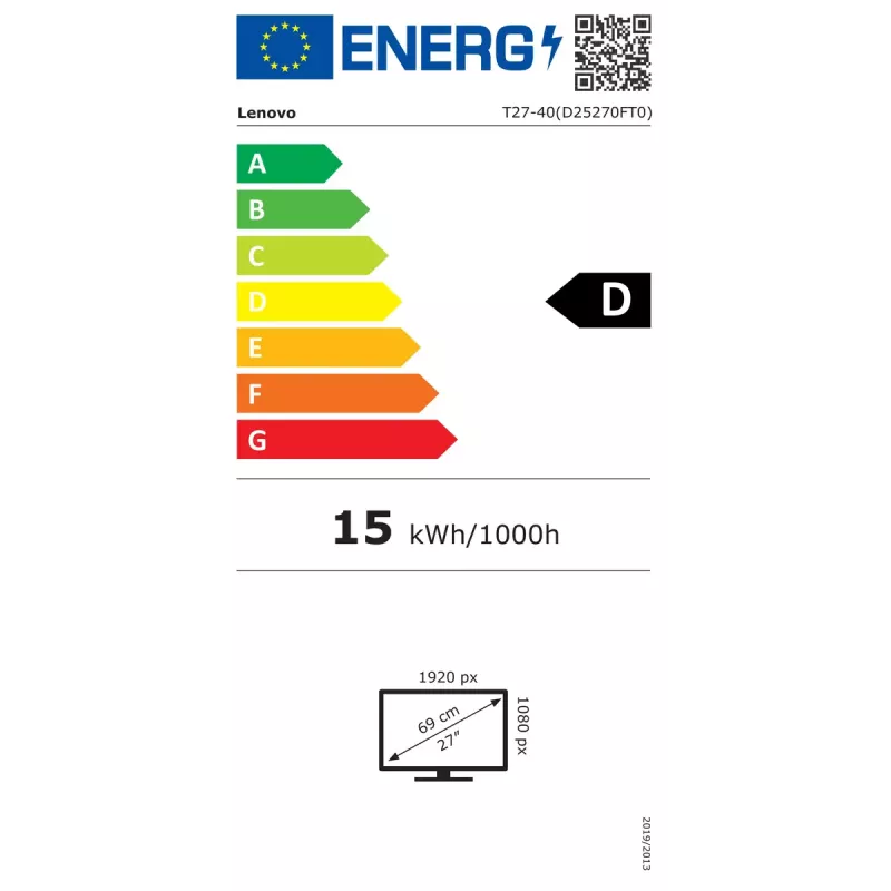 Monitor Lenovo ThinkVision T27-40 27 inch LED Full HD 1920 x 1080