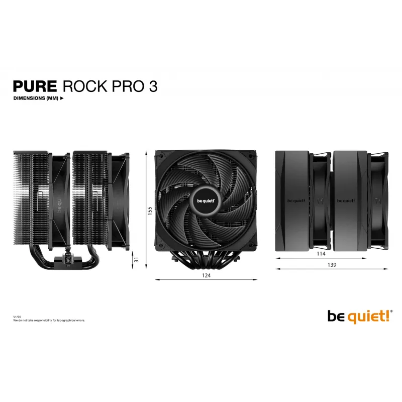 be quiet! Pure Rock Pro 3 zwart processorluchtkoeler 12 cm 1 stuk