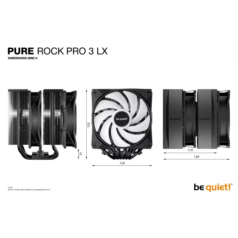 be quiet! Pure Rock Pro 3 LX zwart processor-luchtkoeler 12 cm 1 stuk