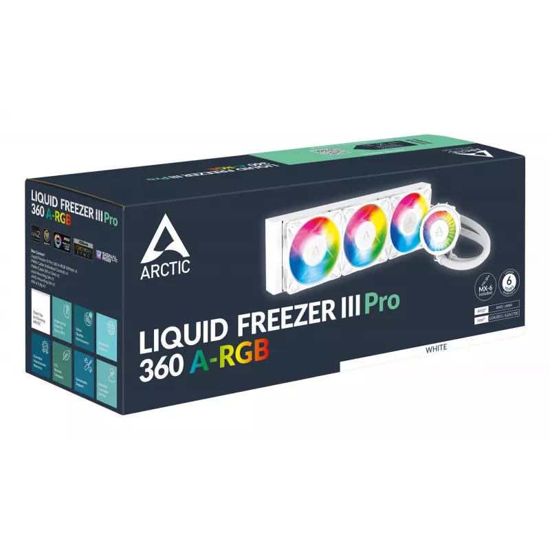 ARCTIC Liquid Freezer III Pro 360 A-RGB (wit) - Multi-compatibele All-in-One CPU-waterkoeler met A-RGB