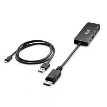 Club 3D CSV-7330 DisplayPort 2.1 naar 3x HDMI 2.1 MST-hubadapter, 8K60Hz, 4K120Hz, 13,5 Gbps, HDR, HDCP 2.3, zwart