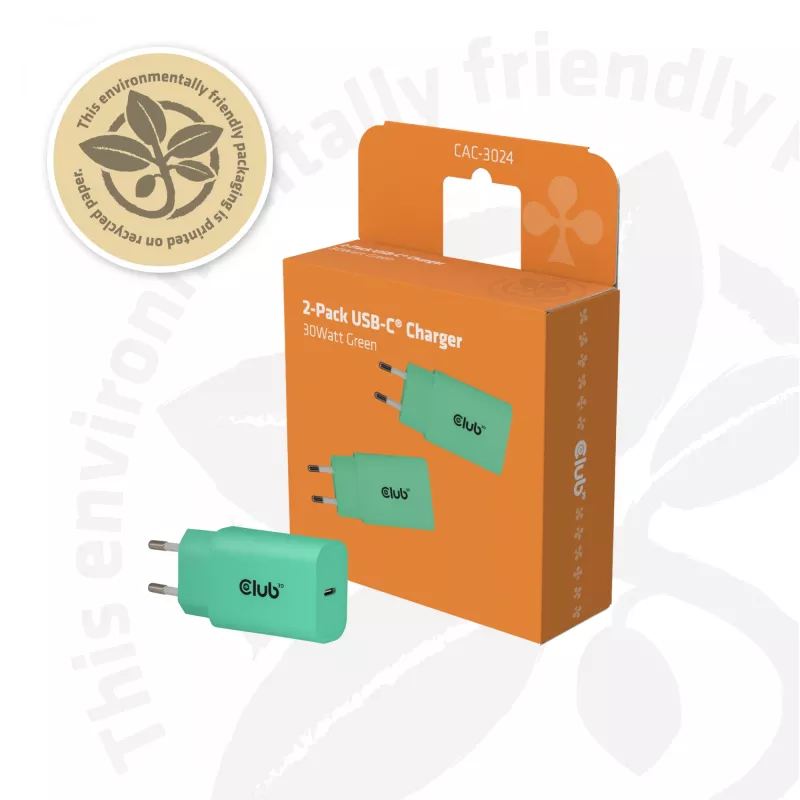 USB-C oplader 2-pack 30W by club 3d — dubbele 30W USB-C voedingen