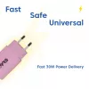 CLUB3D 2-pack USB-C oplader 30 watt wit, indoor, AC, roze