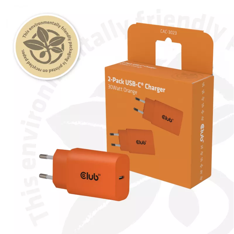 Voeding CLUB3D CAC-3023, 30 W, compacte adapter voor draagbare apparaten