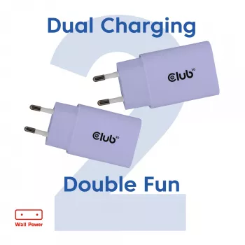 Voeding club 3d USB-C oplader 30W 2-pack compact voor telefoons en tablets