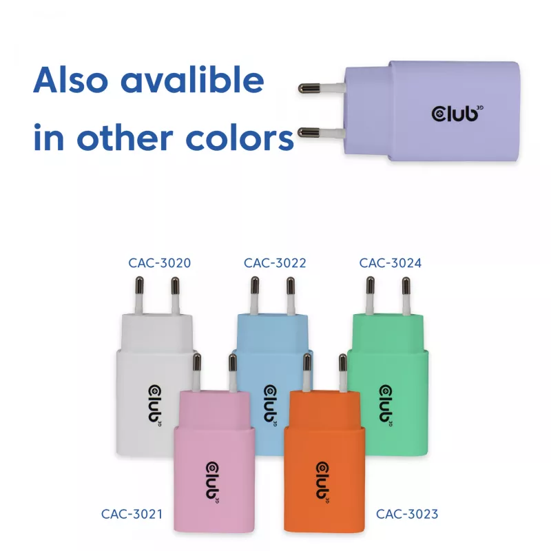 Voeding club 3d USB-C oplader 30W 2-pack compact voor telefoons en tablets