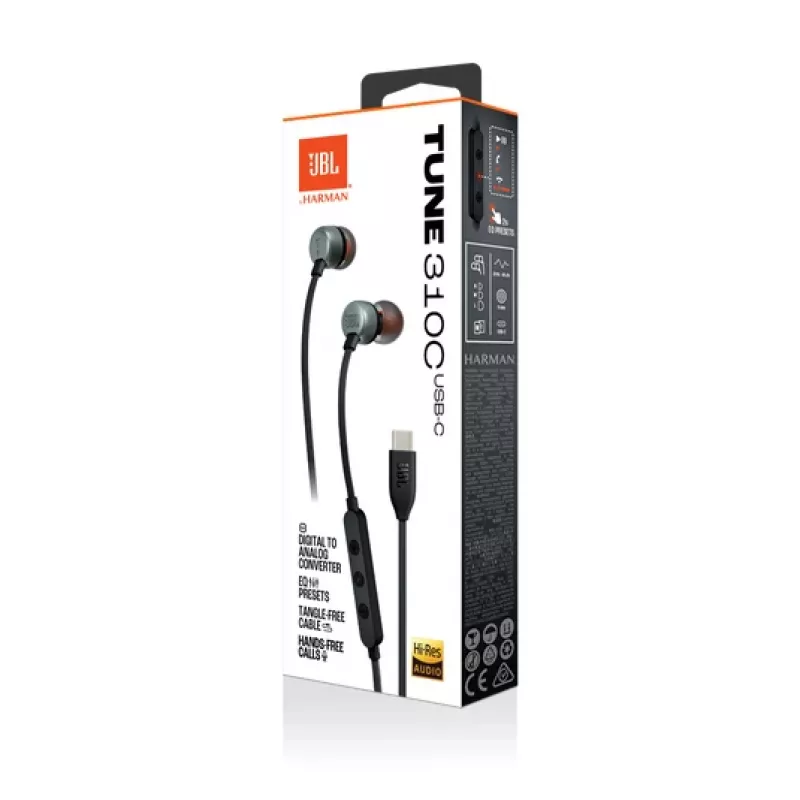 JBL Tune 310C headset bedraad in-ear gesprekken/muziek USB Type-C zwart
