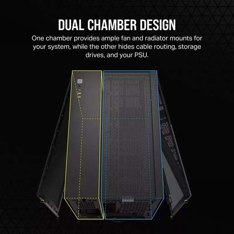 CORSAIR pc-behuizing - mid-tower - 2500x dual chamber - zwart