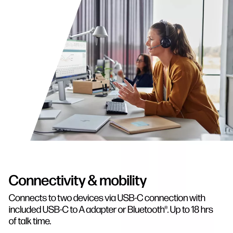 HP Poly Voyager Focus 2 USB-C-C headset +USB-C/A-adapter +laadstation