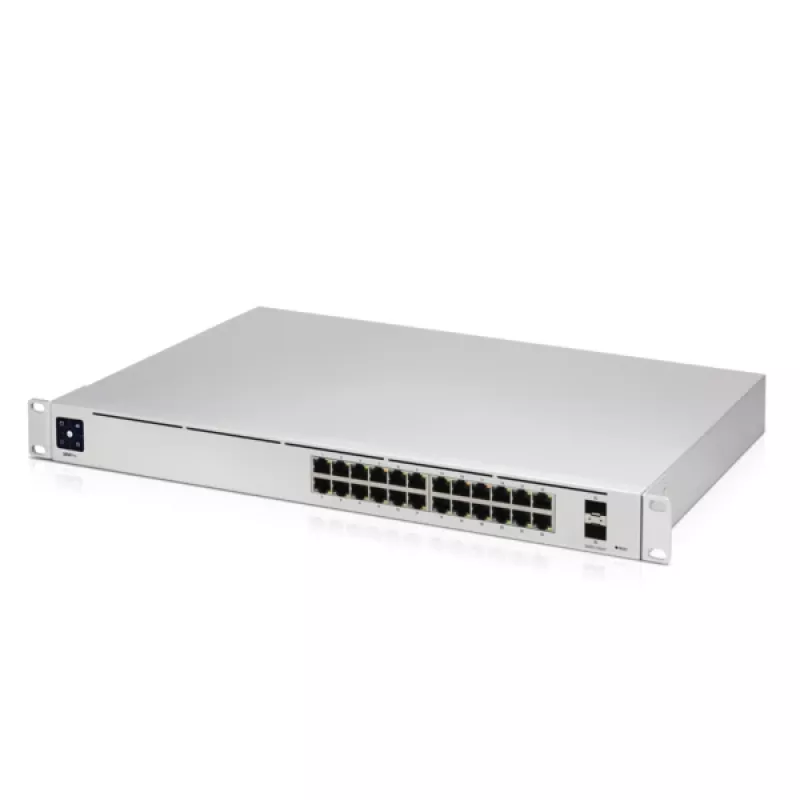 Managed switch UBIQUITI USW-PRO-24-EU — 24× gigabit RJ-45, 2× SFP+, L2/L3, rackmontage, zilver