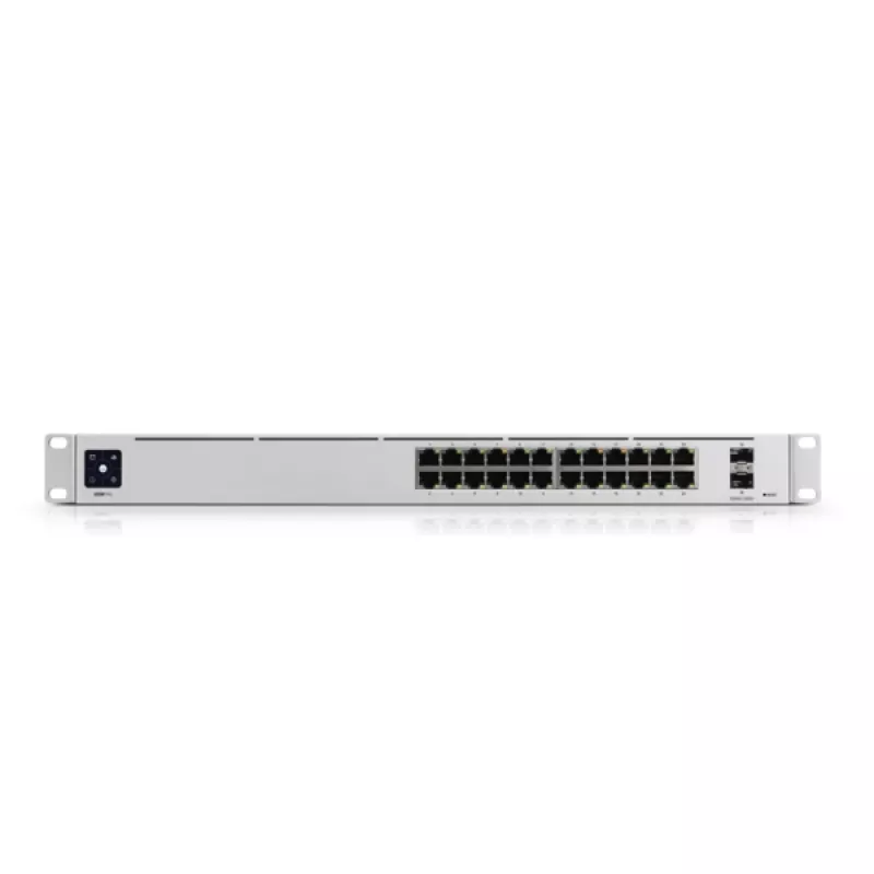 Managed switch UBIQUITI USW-PRO-24-EU — 24× gigabit RJ-45, 2× SFP+, L2/L3, rackmontage, zilver