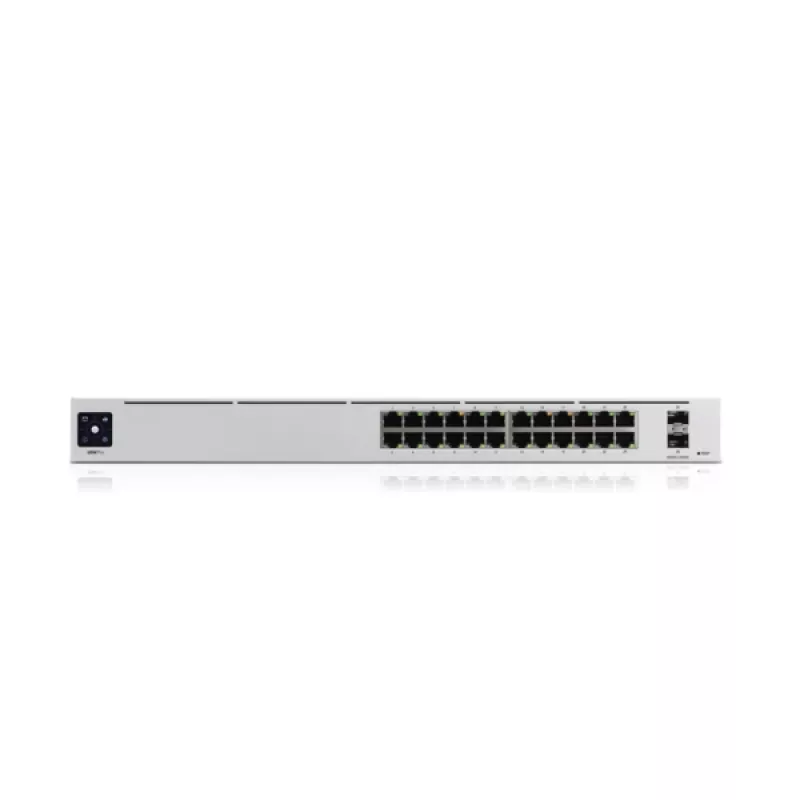 Managed switch UBIQUITI USW-PRO-24-EU — 24× gigabit RJ-45, 2× SFP+, L2/L3, rackmontage, zilver