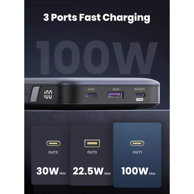 Ugreen 25188 powerbank 20000 mAh grijs