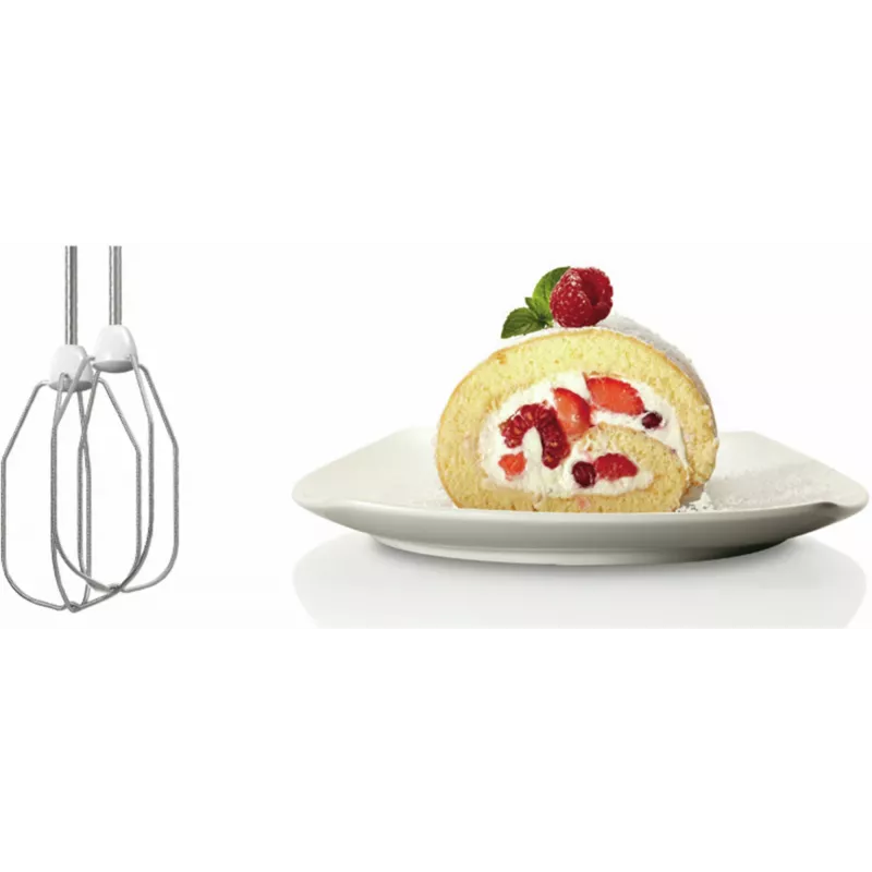 Handmixer Bosch MFQ24200 — 400 W, 4 snelheden, turbo, geborsteld staal/wit