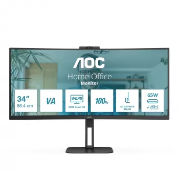 AOC V5 CU34V5CW computermonitor 86,4 cm (34 inch) 3440 x 1440 pixel Wide Quad HD LED zwart