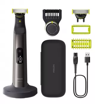 Philips OneBlade Pro 360 QP6652/61 voor gezicht en lichaam, geïntegreerd display, afwasbaar, accu, chroom