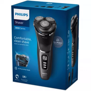 Elektrisch scheerapparaat Philips 3000 Series S3343/13 — 3-kops rotatiesysteem, nat & droog, 60 min. accu, PowerCut-messen