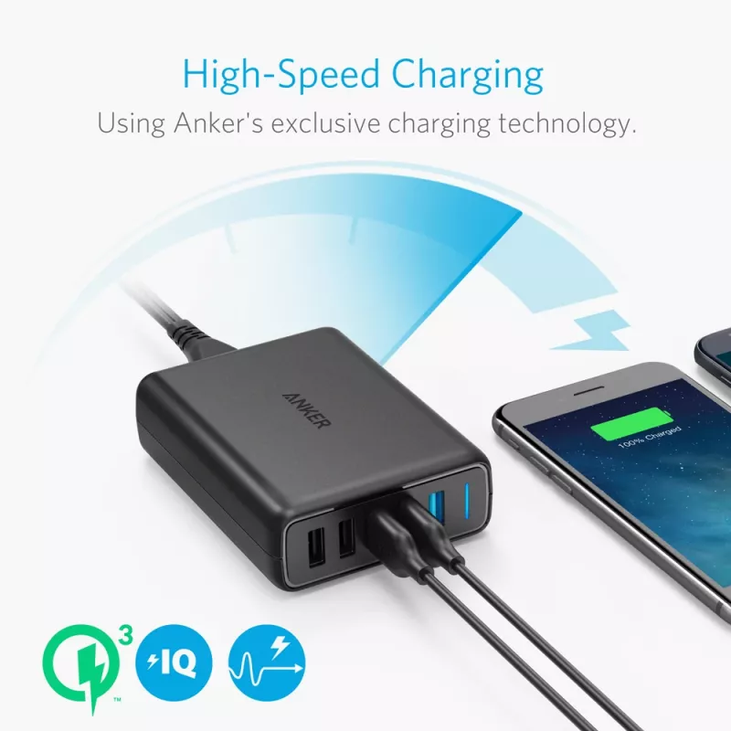 ANKER Powerport Speed 5 2x Quick Charge 3.0 EU zwart