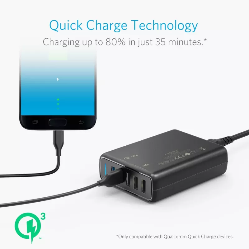 ANKER Powerport Speed 5 2x Quick Charge 3.0 EU zwart