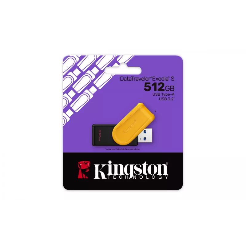 Kingston Technology DataTraveler 512GB draagbare USB 3.2 Gen 1 Exodia S (zwart/geel)
